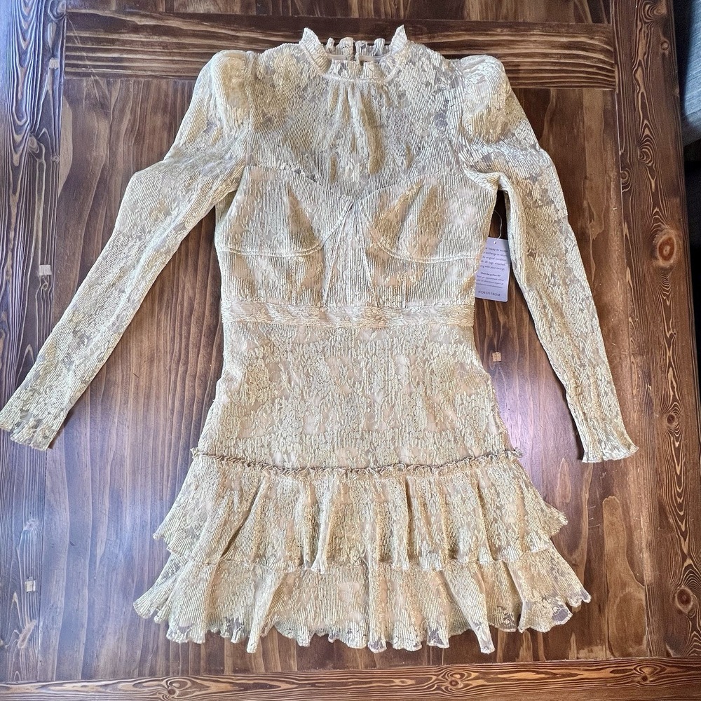 NWT Saylor Adria Mini Dress Gold Shimmer Women's Size Small Party Cocktail - Picture 2 of 8